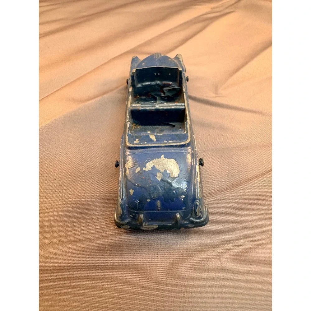 Vintage Tootsietoy Blue Diecast Convertible Car Made in USA Mid-Century Toy